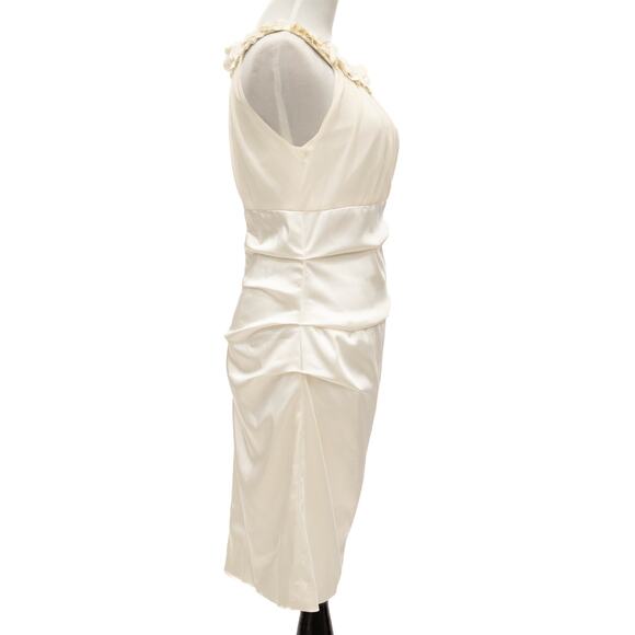 Suzi Chin For Maggy Boutique Off-White Floral Neck Silk Cocktail Dress Size 8 - Picture 4 of 12